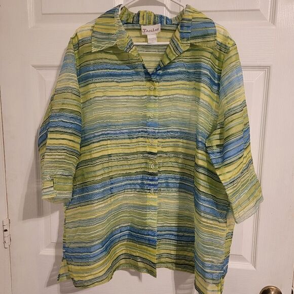 Tanjay sheer striped Blouse - Picture 1 of 5